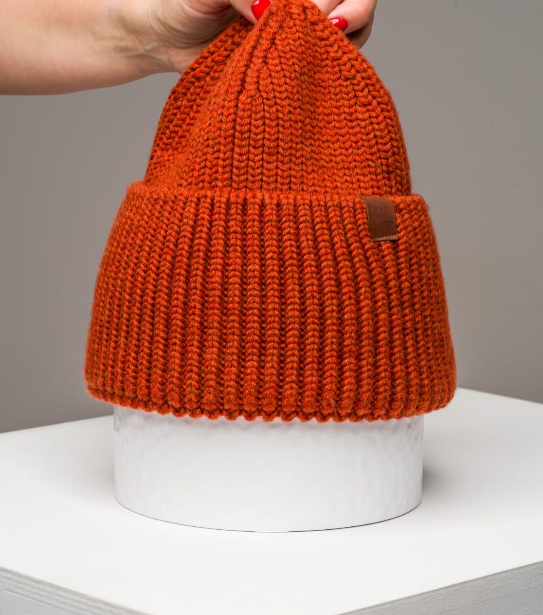 Close-Up of Thick Merino Wool Winter Beanie