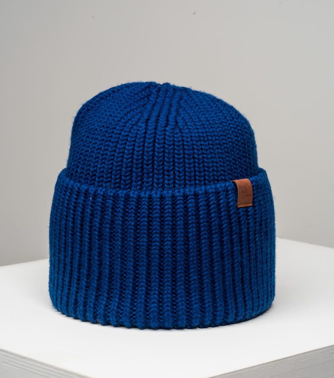 Close-Up Detail of Thick Merino Wool Winter Beanie