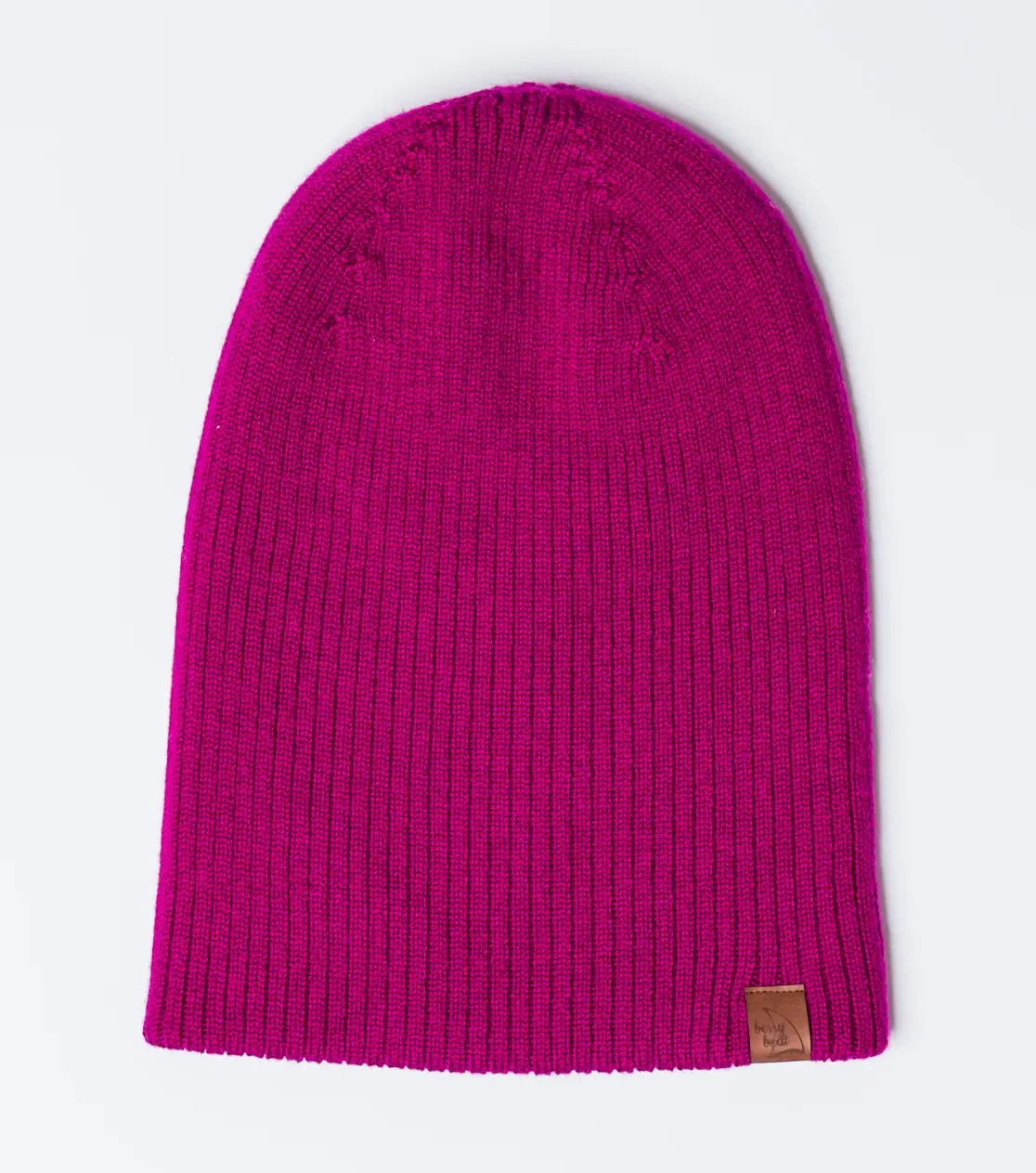 Dicke Wintermütze aus Merinowolle, umgeschlagen, lang, Basic 3in1, Polnische Produktion, Berryboat, Bischofviolett