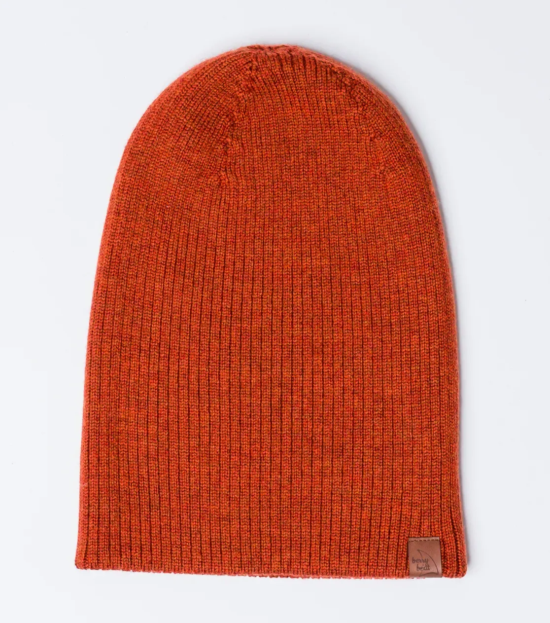 Dicke Wintermütze aus Merinowolle, umgeschlagen, lang, Basic 3in1, Polnische Produktion, Berryboat, Haselnuss Rotbraun