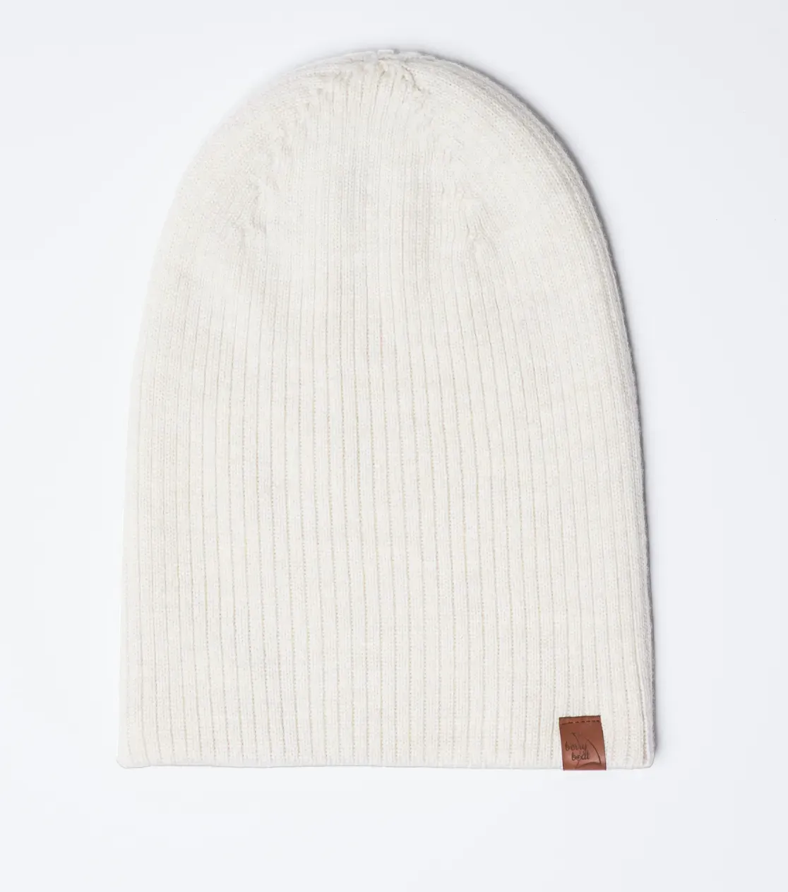 Dicke Wintermütze aus Merinowolle, umgeschlagen, lang, Basic 3in1, Polnische Produktion, Berryboat, Ecru