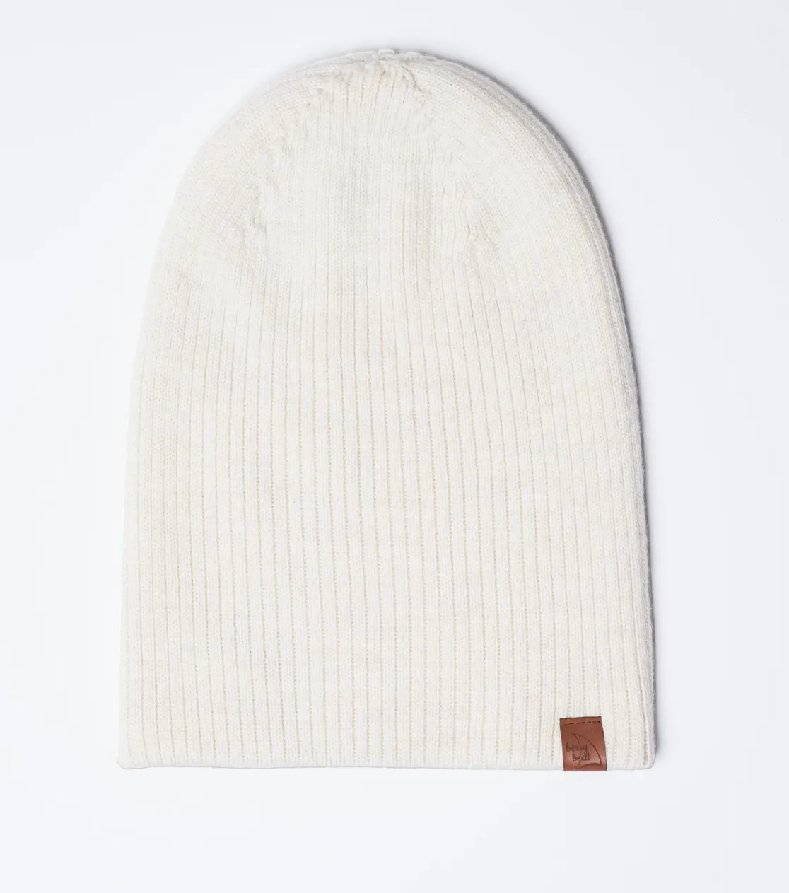 Gorro grueso de invierno de lana merino, doblado, largo, básico 3 en 1, producción polaca, Berryboat, color crudo