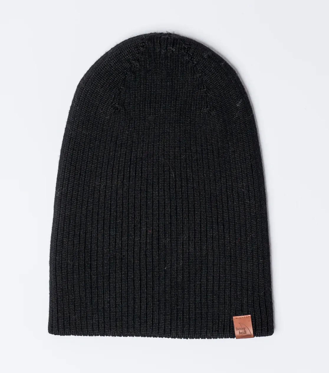 Dicke Wintermütze aus Merinowolle, umgeschlagen, lang, Basic 3in1, Polnische Produktion, Berryboat, Schwarz
