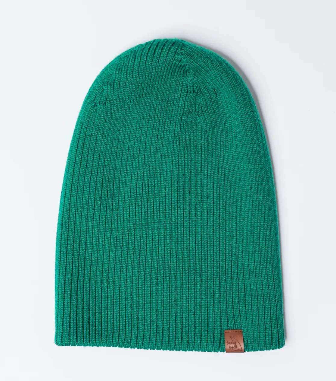 Gorro grueso de invierno de lana merino, doblado, largo, básico 3 en 1, producción polaca, Berryboat, verde botella