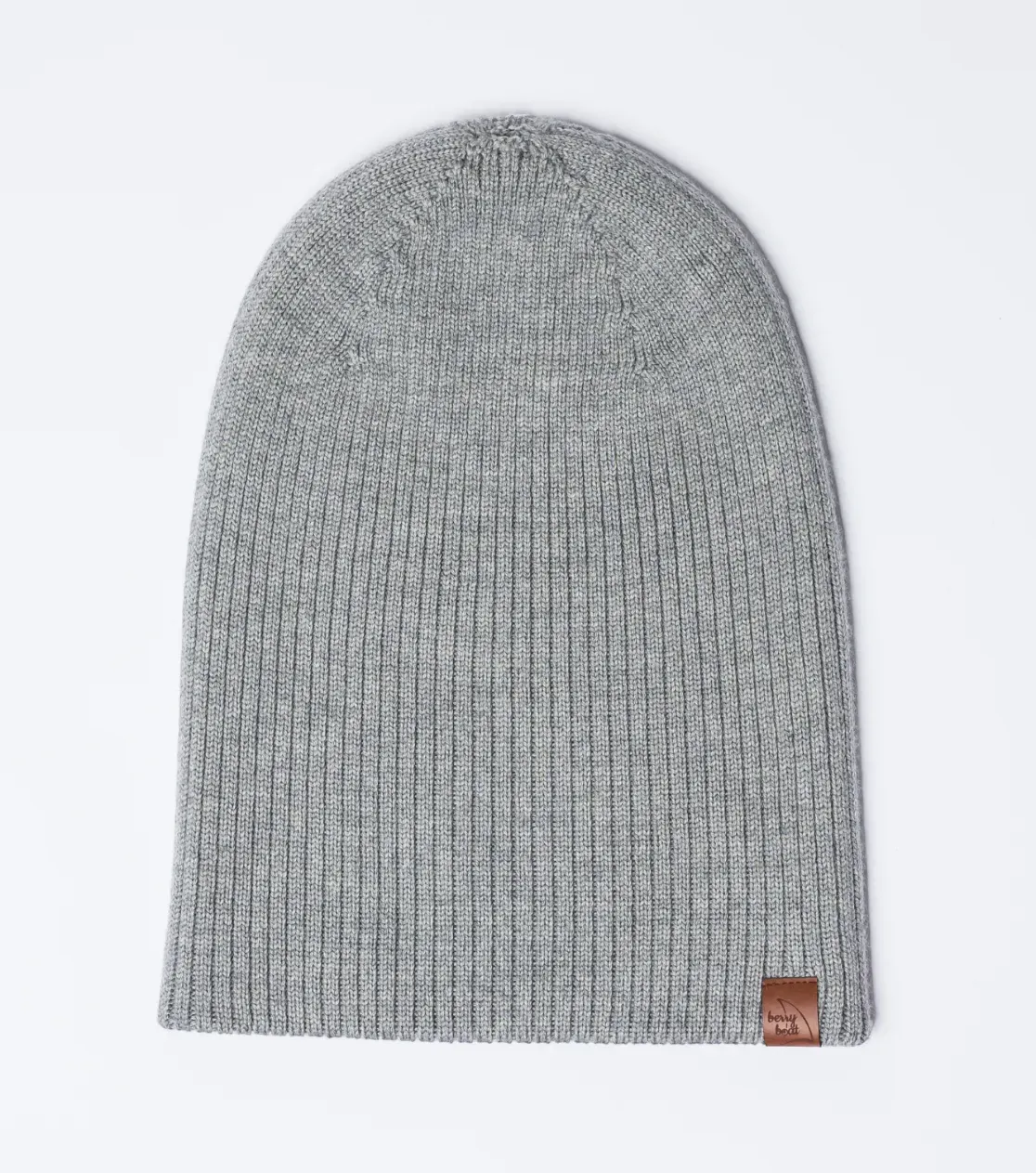 Gorro grueso de invierno de lana merino, doblado, largo, básico 3 en 1, producción polaca, Berryboat, gris