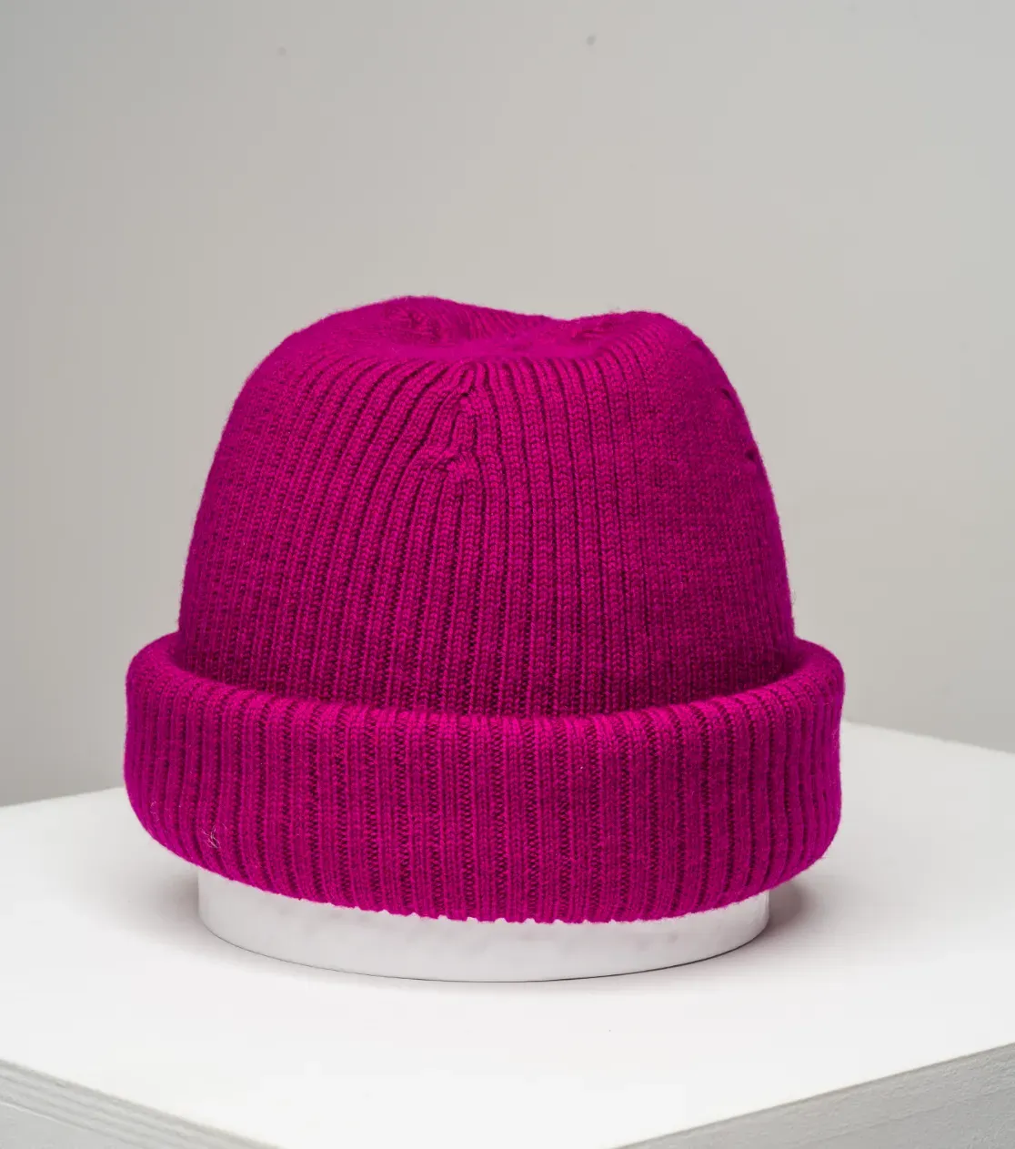 Gorro grueso de invierno de lana merino, doblado, largo, básico 3 en 1, producción polaca, Berryboat, frambuesa