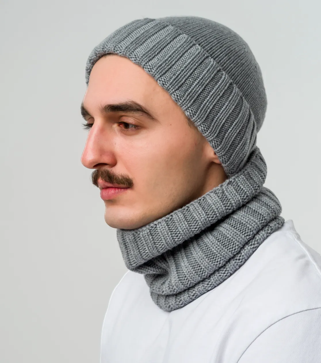 Men's Thick Winter Merino Beanie - Long with Fold 2-in-1 Wool Beanie Polish Production Berryboat Main Image