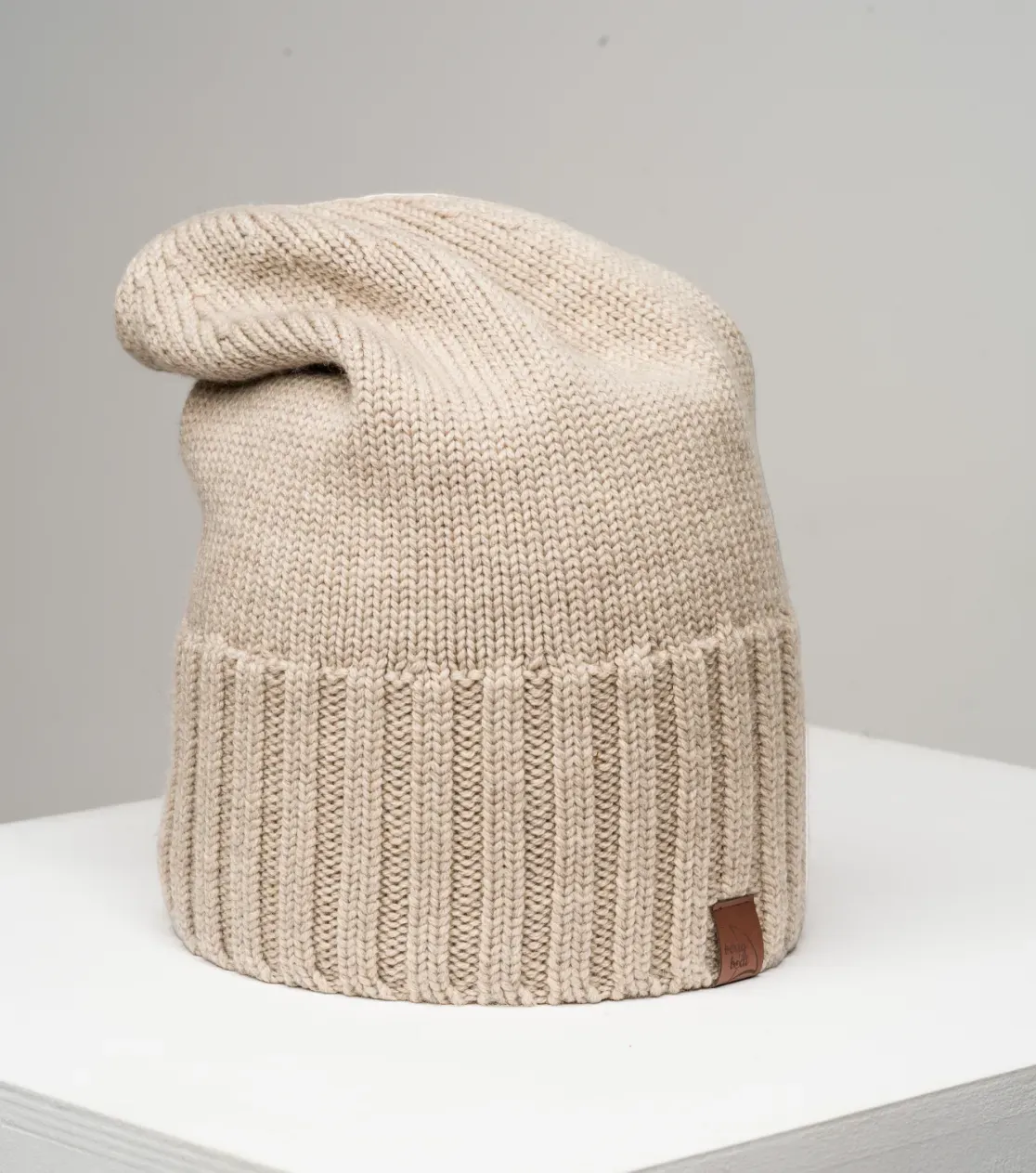 Men's Thick Merino Wool Winter Beanie with Fold, Long 2-in-1 Wool Beanie Polish Made Berryboat