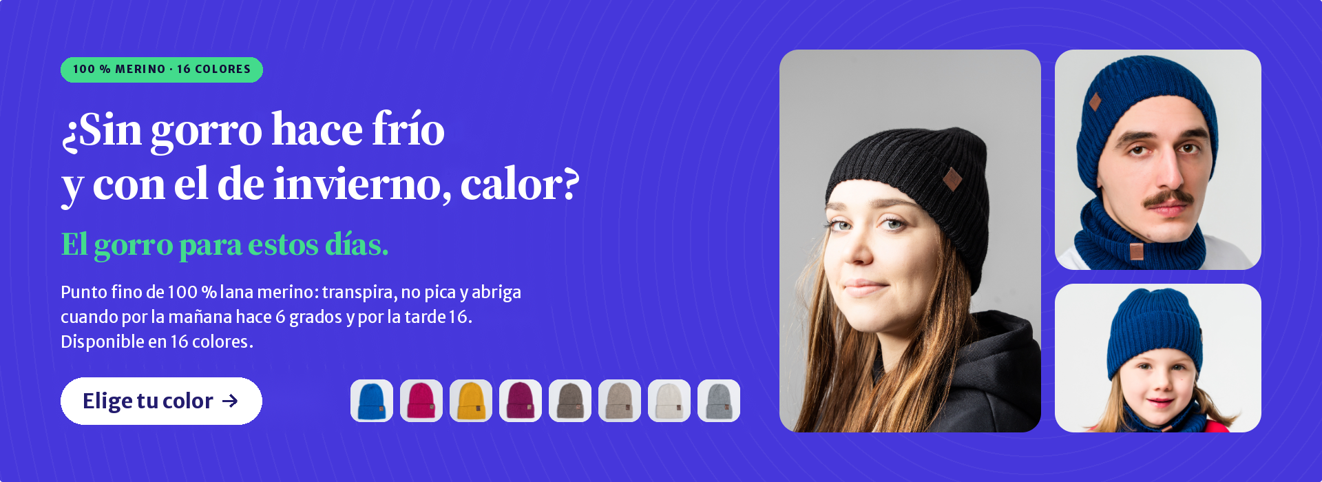 Gorro de entretiempo de lana merino — 16 colores, tejido en Polonia. Elige tu color